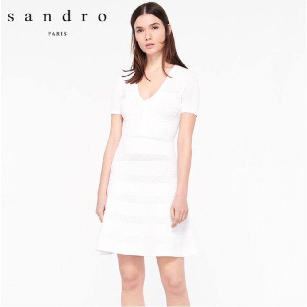 Sandro Milau White Knit Mini Dress 2 US 4 6